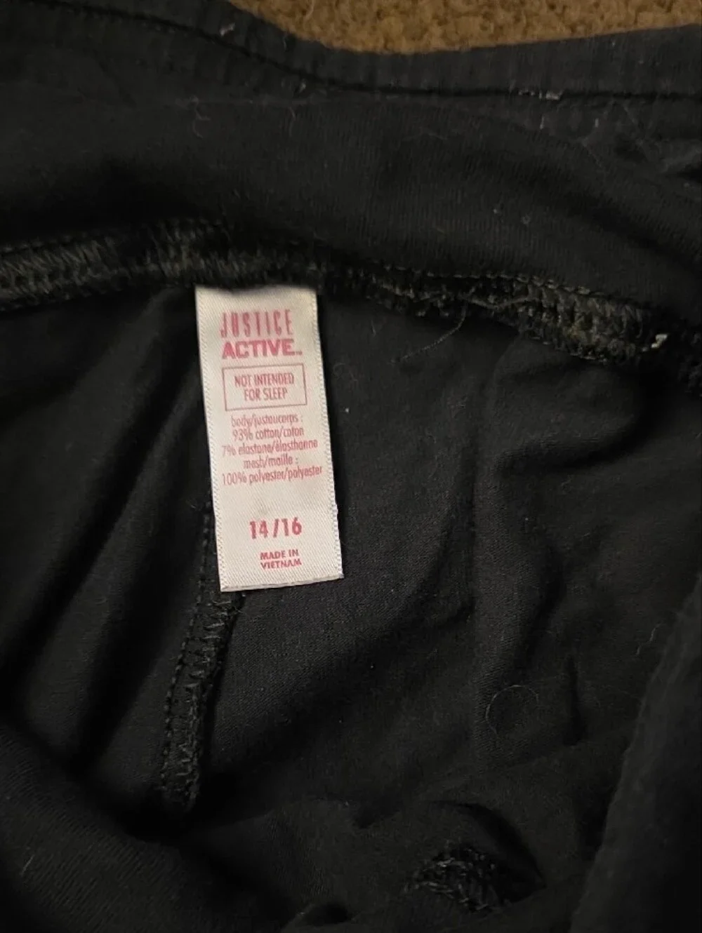 Justice Black Girls Athletic Leggings with Mesh Panels, Size 14/16